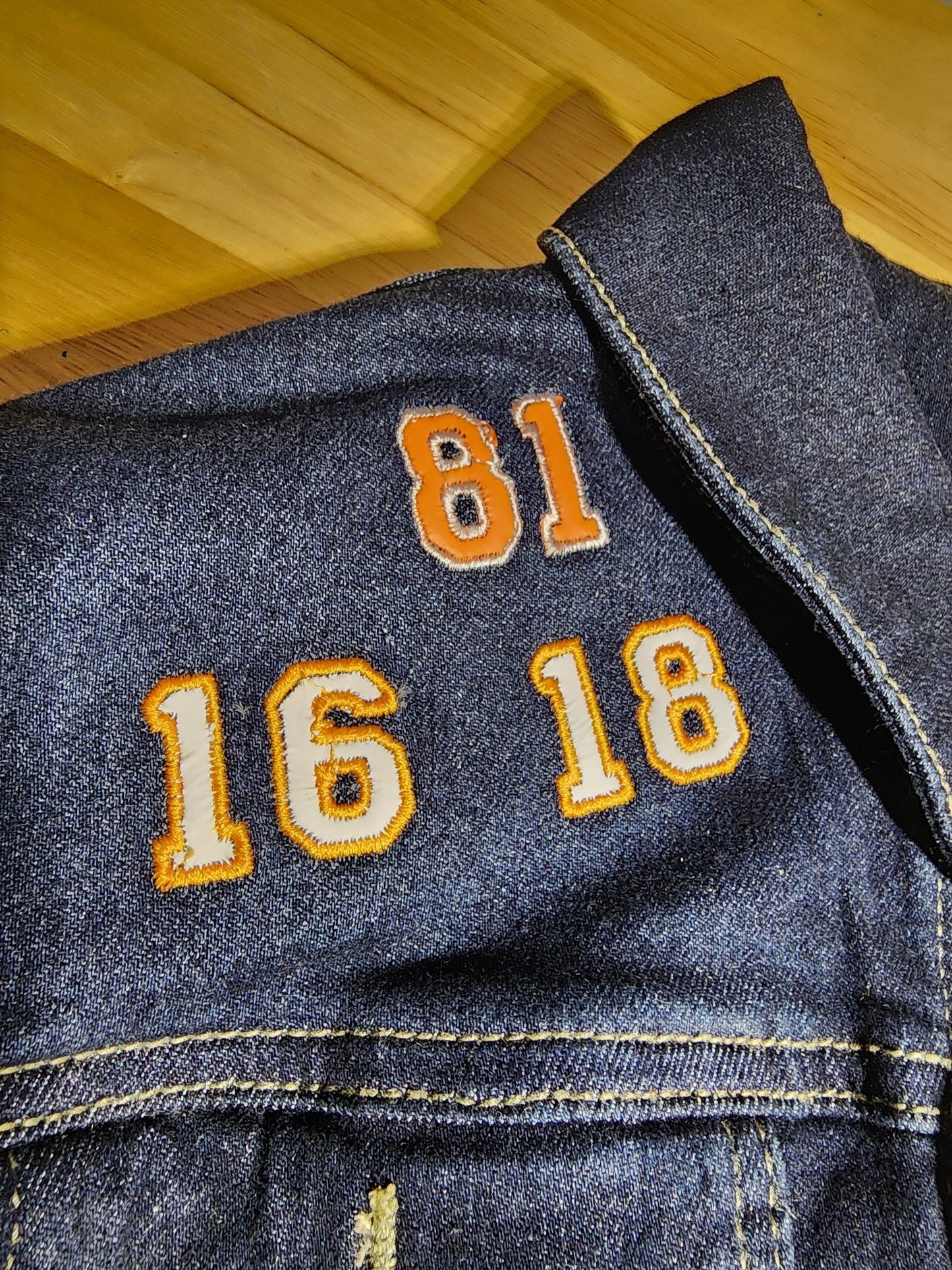 1 of 1 custom football Jean jacket