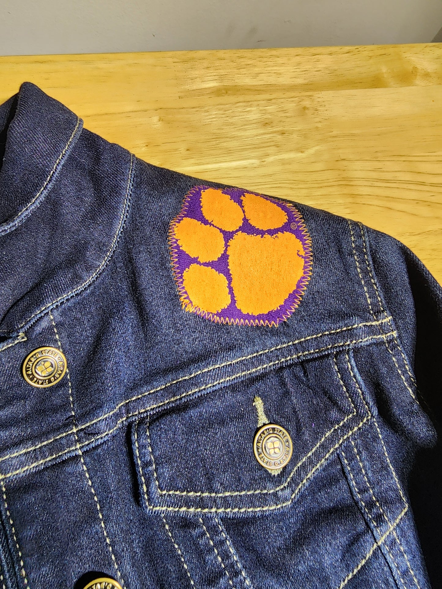 1 of 1 custom football Jean jacket
