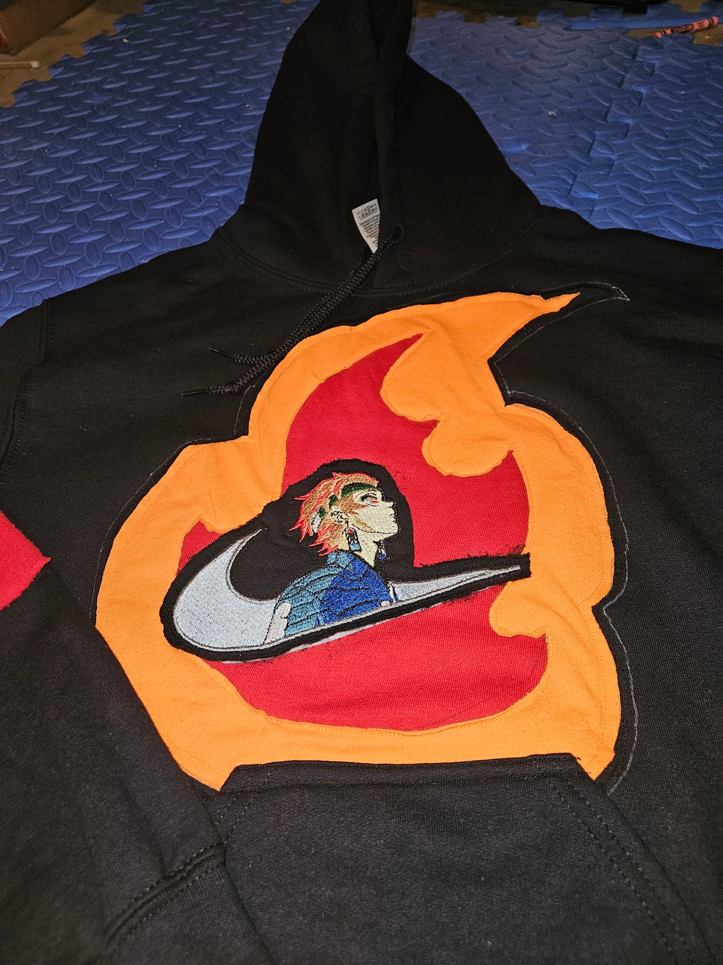 Embroidered Anime Swoosh Hoodie