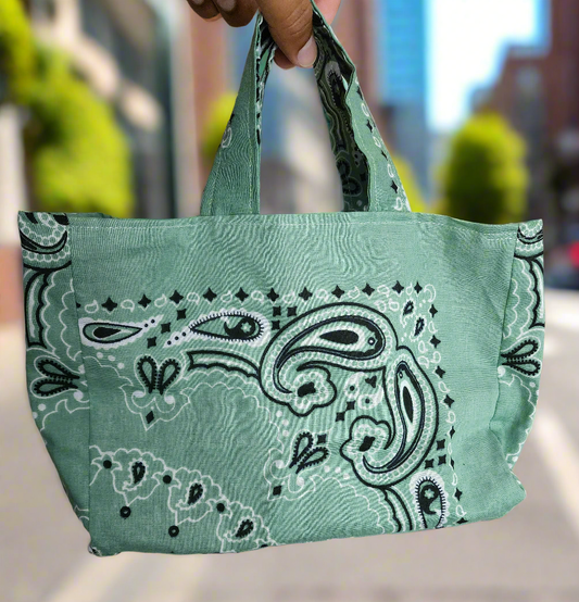 Green bandana tote bag