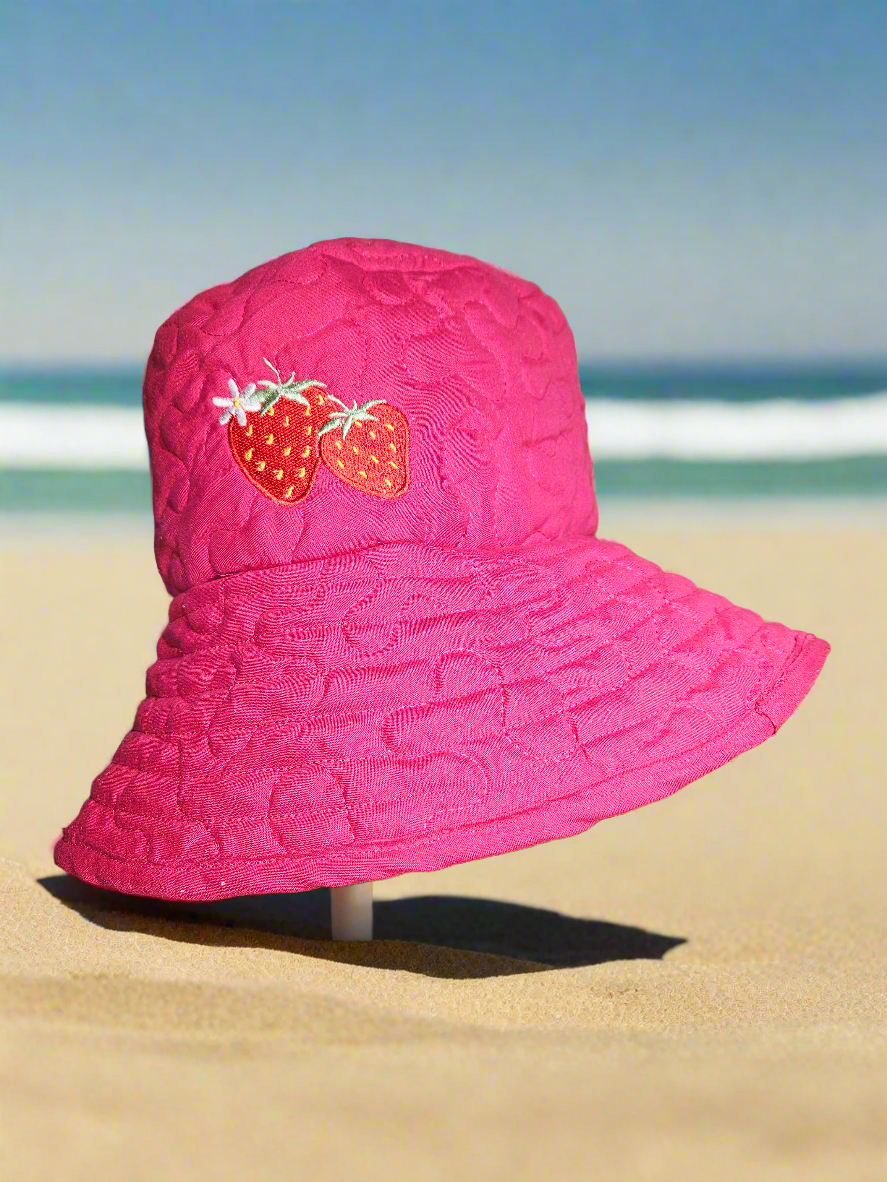 Quilted Strawberry Bucket Hat