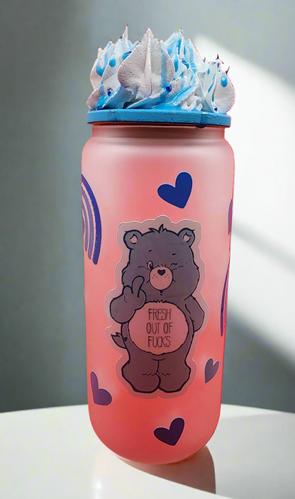 16 oz Frosted Glass Can - "Swear Bears"